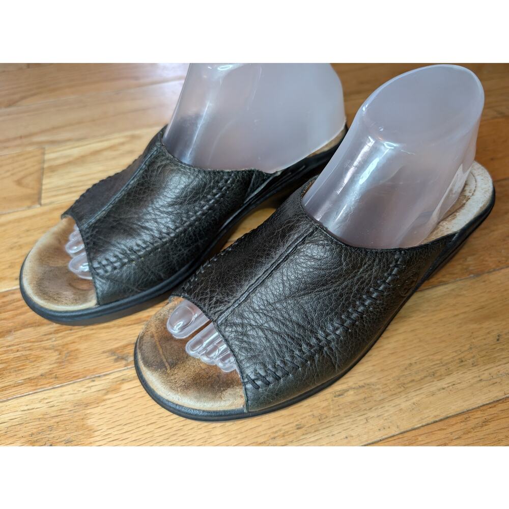 Ariat Women's Black Leather Slide Sandals Cushioned Footbed Comfort 9.5B